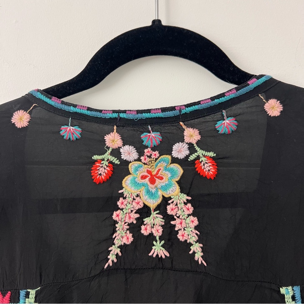 Johnny Was Alaura Black Embroidered Tunic Blouse - Picture 9 of 11
